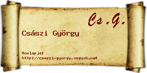 Császi György névjegykártya